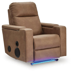Flinlock Caramel Power Glider Recliner with Audio System - Ornate Home