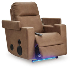 Flinlock Caramel Power Glider Recliner with Audio System - Ornate Home