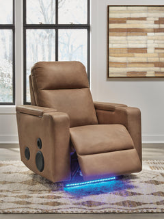 Flinlock Caramel Power Glider Recliner with Audio System - Ornate Home