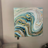 Floating Tempered Glass w / Foil Wall Art - Ornate Home