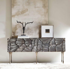 Flora Antique Silver Entertainment Credenza - Ornate Home