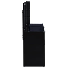 Flora Black High Gloss 2-drawer Vanity Set with LED Mirror - Ornate Home