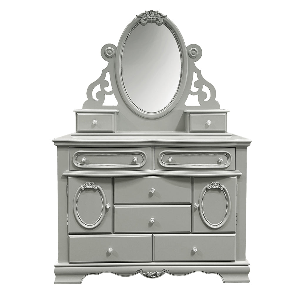 Flora Gray Mirror W/Jewlery - Ornate Home