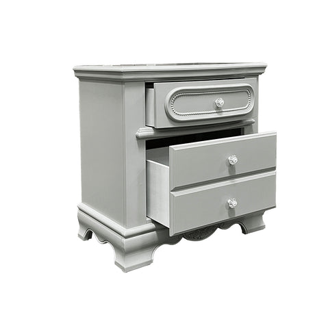 Flora Gray Nightstand - Ornate Home