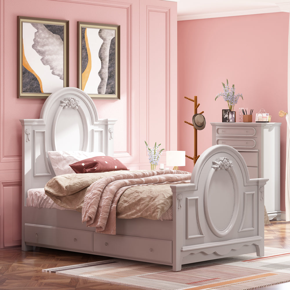 Flora Gray Twin Bed - Ornate Home