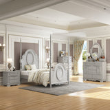 Flora Gray Twin Bed W/Poster - Ornate Home