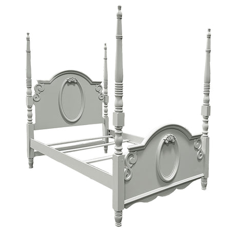 Flora Gray Twin Bed W/Poster - Ornate Home