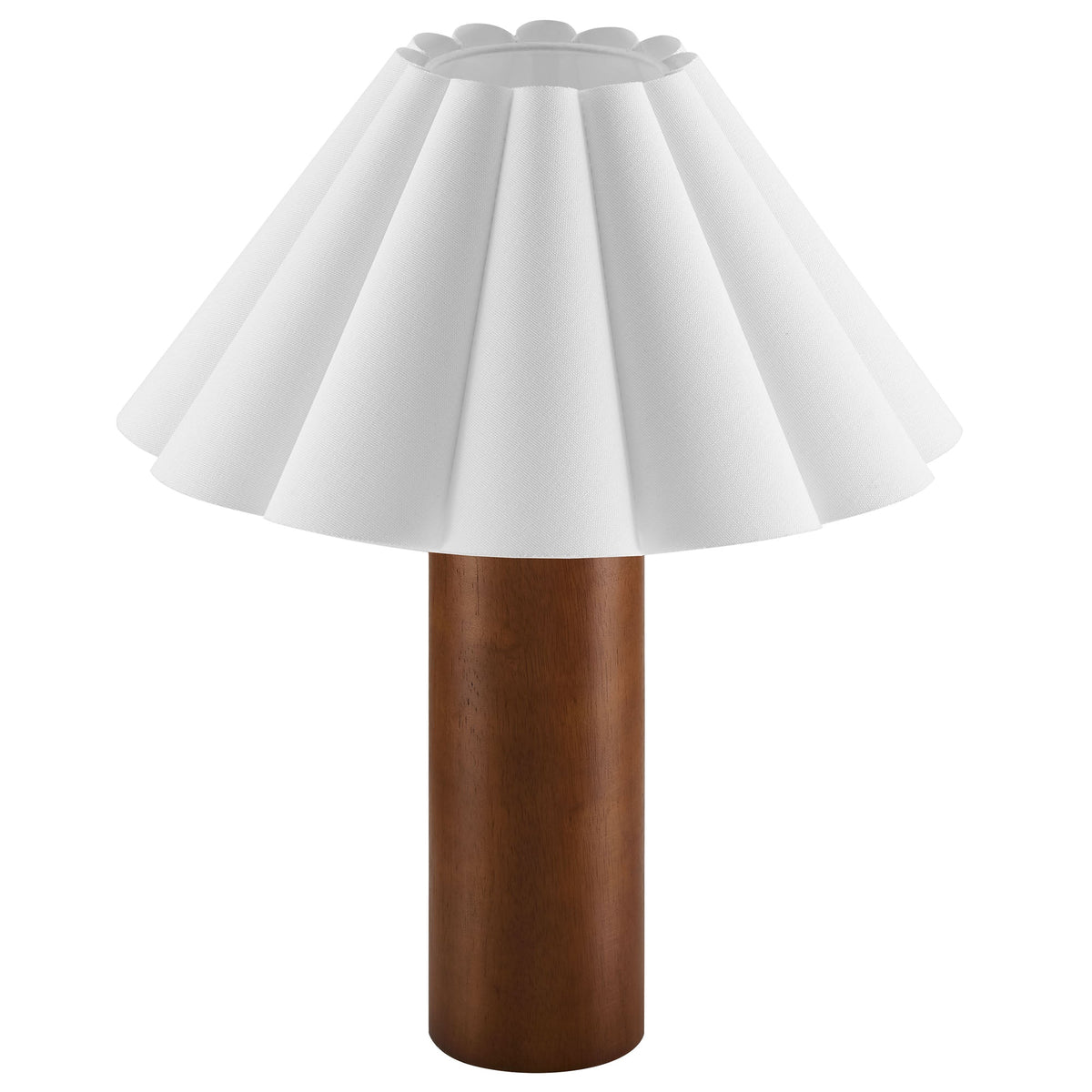 Flora Walnut Wood Table Lamp With Pleated Petal Shade - Ornate Home