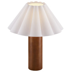 Flora Walnut Wood Table Lamp With Pleated Petal Shade - Ornate Home