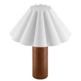 Flora Walnut Wood Table Lamp With Pleated Petal Shade - Ornate Home