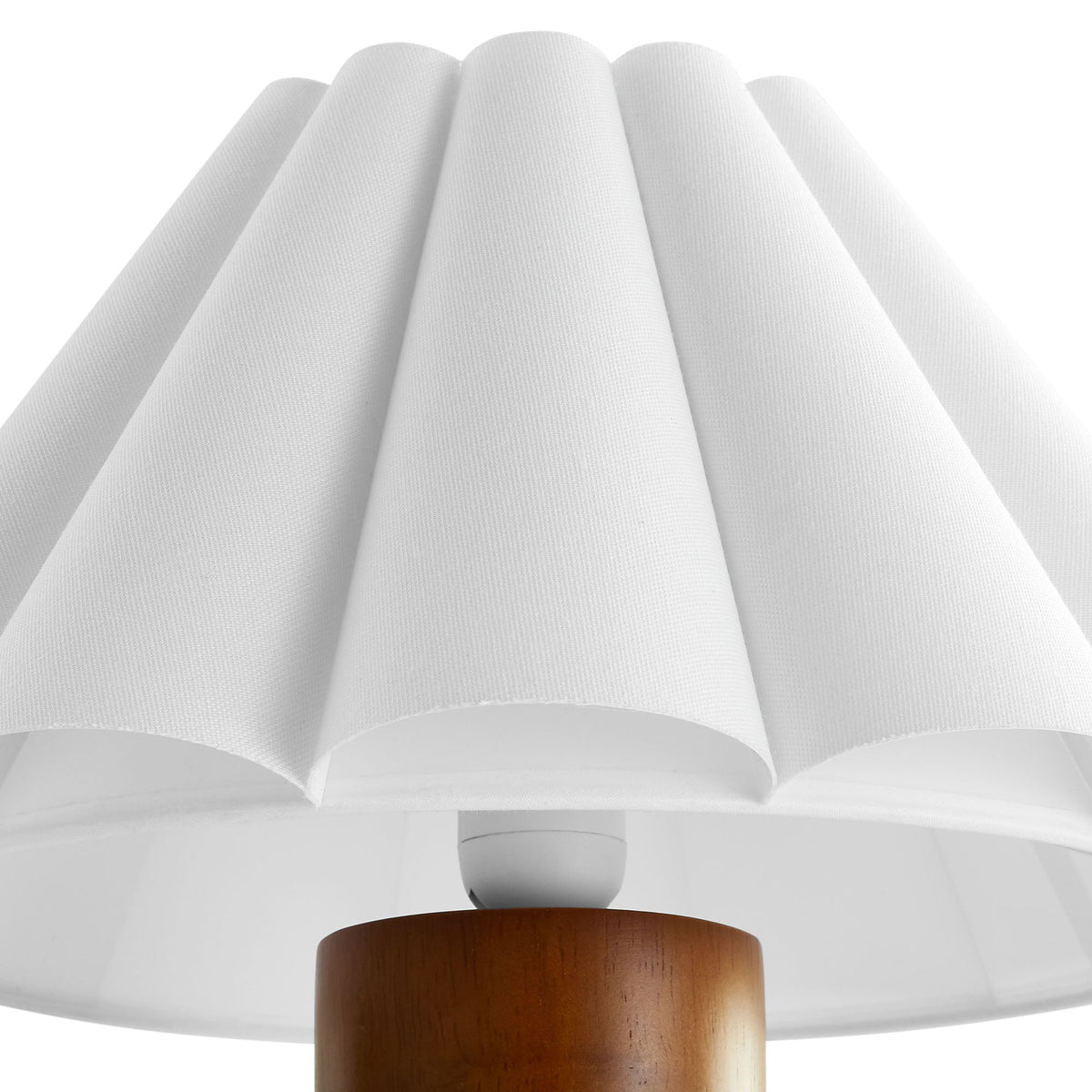 Flora Walnut Wood Table Lamp With Pleated Petal Shade - Ornate Home