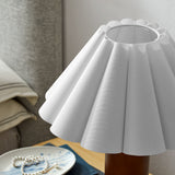 Flora Walnut Wood Table Lamp With Pleated Petal Shade - Ornate Home
