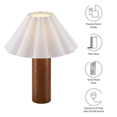 Flora Walnut Wood Table Lamp With Pleated Petal Shade - Ornate Home