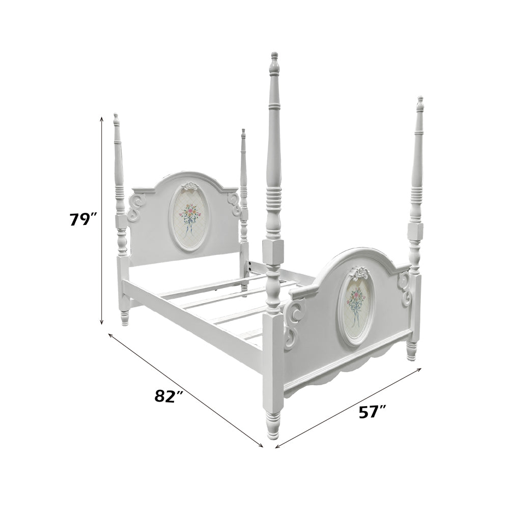Flora White Full Bed W/Poster - Ornate Home
