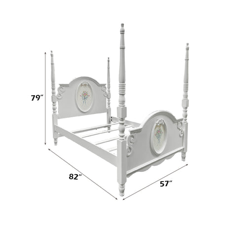 Flora White Full Bed W/Poster - Ornate Home