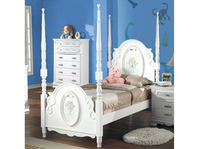 Flora White Full Bed W/Poster - Ornate Home