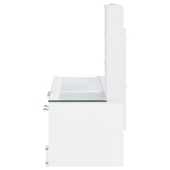 Flora White High Gloss 2-drawer Vanity Set with LED Mirror - Ornate Home