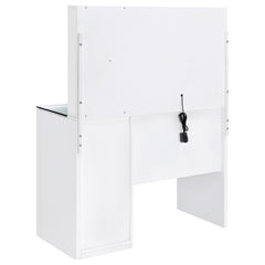 Flora White High Gloss 2-drawer Vanity Set with LED Mirror - Ornate Home