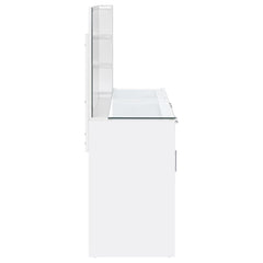 Flora White High Gloss 2-drawer Vanity Set with LED Mirror - Ornate Home