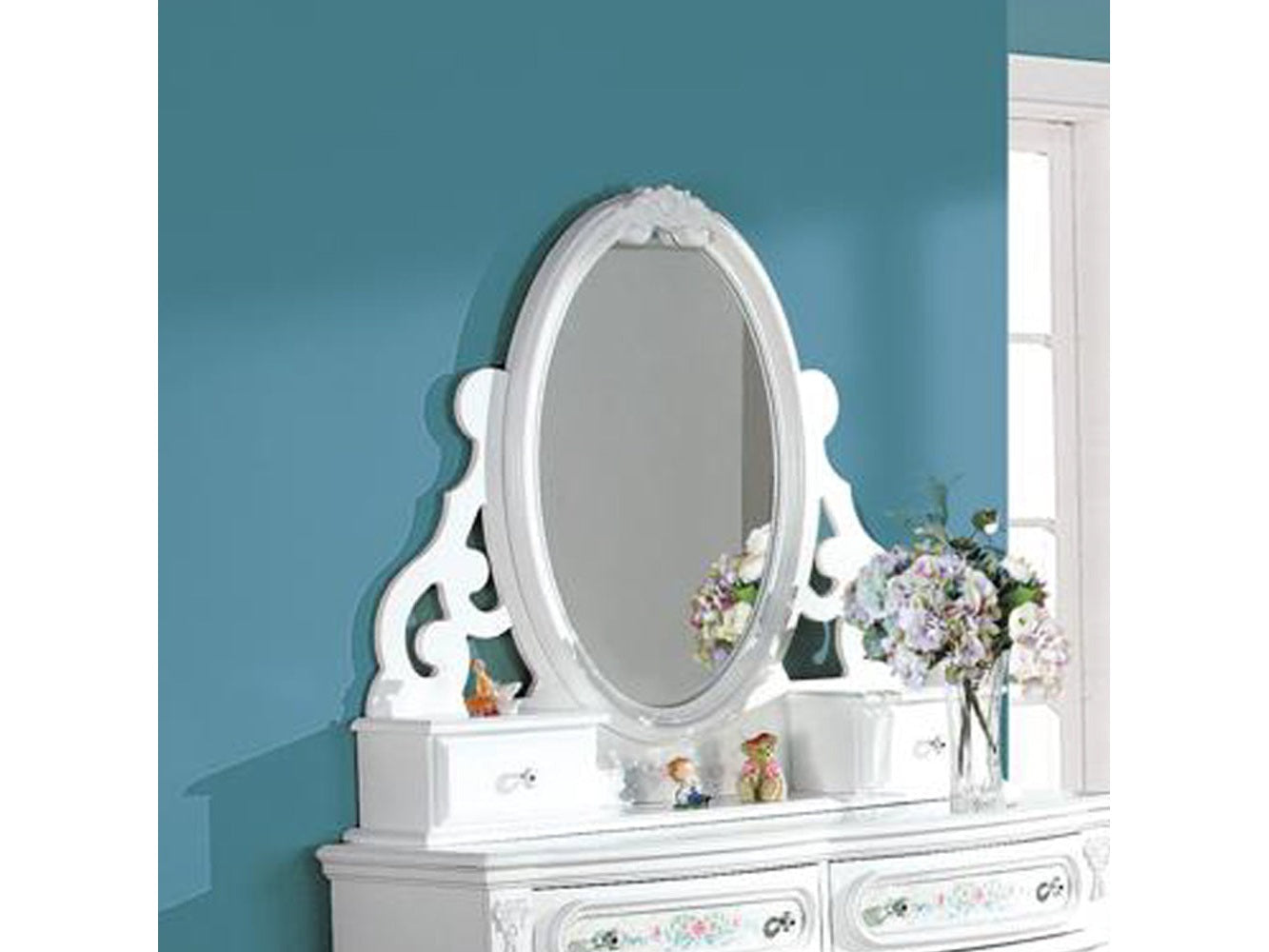 Flora White Jewelry Mirror - Ornate Home