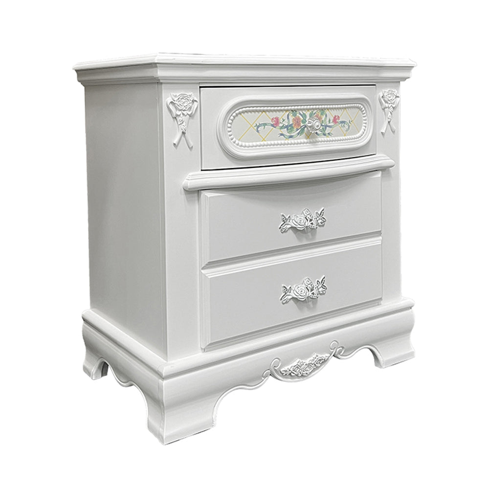 Flora White Nightstand - Ornate Home