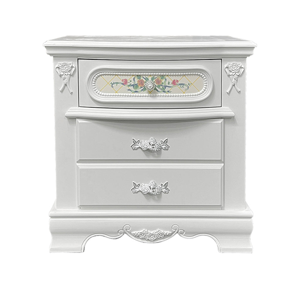 Flora White Nightstand - Ornate Home