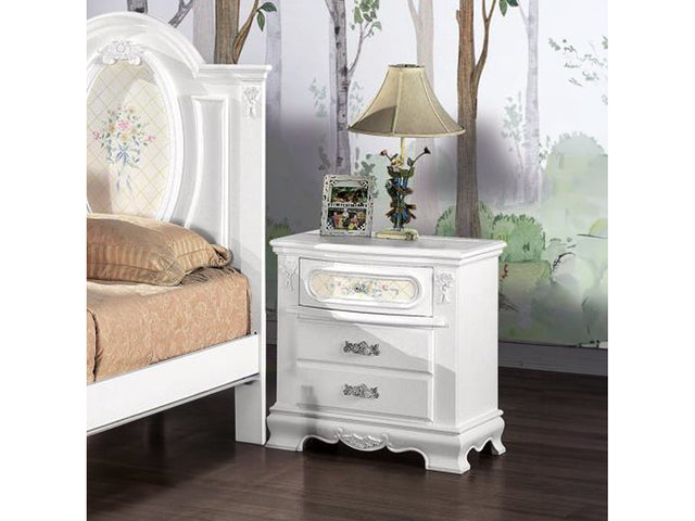 Flora White Nightstand - Ornate Home