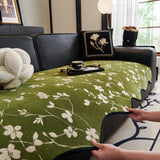 Floral Chenille Couch Cover, Non-Slip Sofa Slipcover Protector for Furniture - Ornate Home