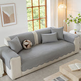 Floral Cotton Quilted Sofa Cover, Non-Slip Couch Protector with Scalloped Edges - Ornate Home