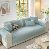 Floral Cotton Quilted Sofa Cover, Non-Slip Couch Protector with Scalloped Edges - Ornate Home