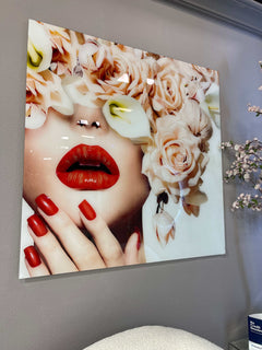 Floral Faces Tempered Glass w / Foil Wall Art - Ornate Home