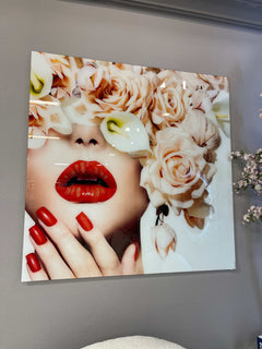 Floral Faces Tempered Glass w / Foil Wall Art - Ornate Home