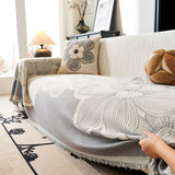Floral Sofa Slipcovers Reversible Sofa Throw Covers with Tassels Pretty Furniture Covers for Sofas - Ornate Home