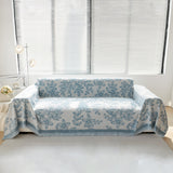 Floral Symphony Couch Throw Cover with Tassel, Chenille Sofa Cover with Leafy Melodies for Sectional - Ornate Home