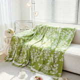 Floral Symphony Couch Throw Cover with Tassel, Chenille Sofa Cover with Leafy Melodies for Sectional - Ornate Home