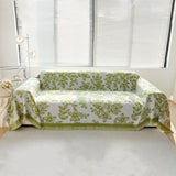 Floral Symphony Couch Throw Cover with Tassel, Chenille Sofa Cover with Leafy Melodies for Sectional - Ornate Home