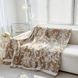 Floral Symphony Couch Throw Cover with Tassel, Chenille Sofa Cover with Leafy Melodies for Sectional - Ornate Home