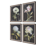 Florals On Black Gold Framed Prints (Set of 4) - Ornate Home