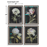 Florals On Black Gold Framed Prints (Set of 4) - Ornate Home