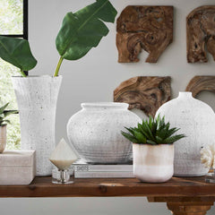 Floreana White Round Vase - Ornate Home