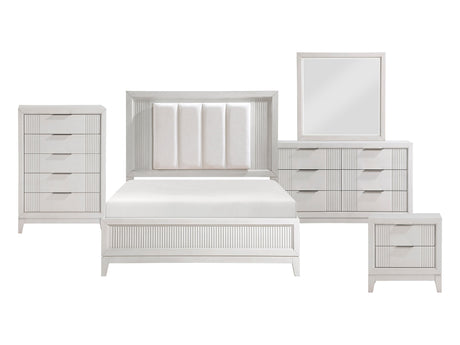Florence Antique White/Ivory 5-Piece Queen Bedroom Set - Ornate Home