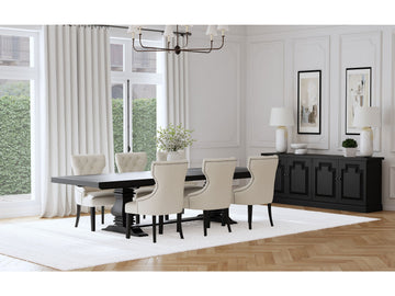 Florence Beige 7-piece 126-inch Extension Dining Table Set - Ornate Home
