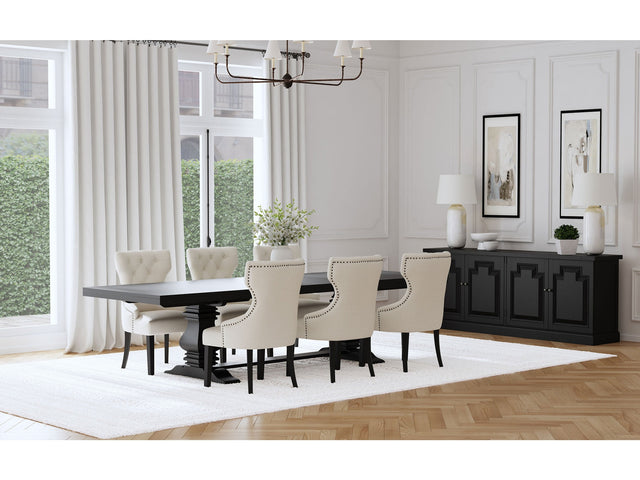 Florence Beige 7-piece 126-inch Extension Dining Table Set - Ornate Home