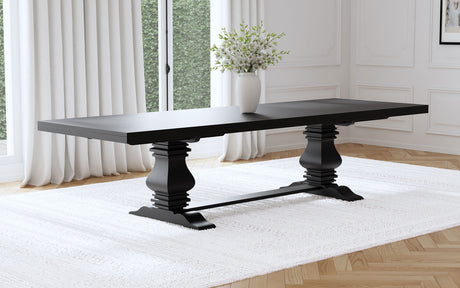 Florence Distressed Black Rectangular Dining Room Table w/ 16" Leaf - Ornate Home