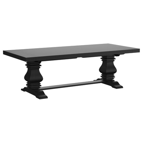 Florence Distressed Black Rectangular Dining Room Table w/ 16" Leaf - Ornate Home