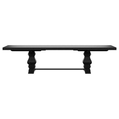 Florence Distressed Black Rectangular Dining Room Table w/ 16" Leaf - Ornate Home