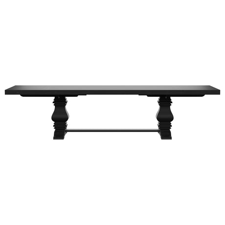 Florence Distressed Black Rectangular Dining Room Table w/ 16" Leaf - Ornate Home