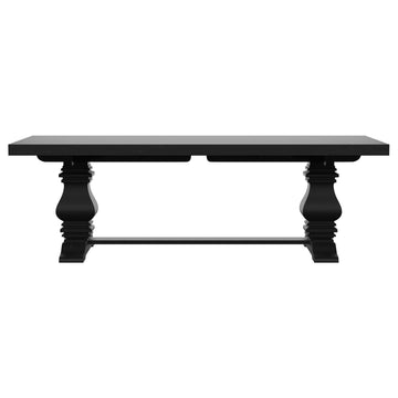 Florence Distressed Black Rectangular Dining Room Table w/ 16" Leaf - Ornate Home
