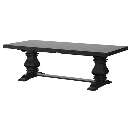 Florence Distressed Black Rectangular Dining Room Table w/ 16" Leaf - Ornate Home