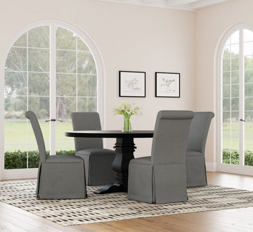 Florence Distressed Black Round Dining Room Table - Ornate Home